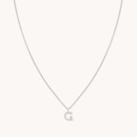 Gemstone Necklaces - G Initial Pavé Pendant Necklace in Silver - Pendant Necklace - Astrid &amp; Miyu
