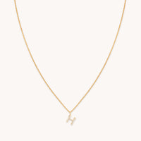 H Initial Pavé Pendant Necklace in Gold