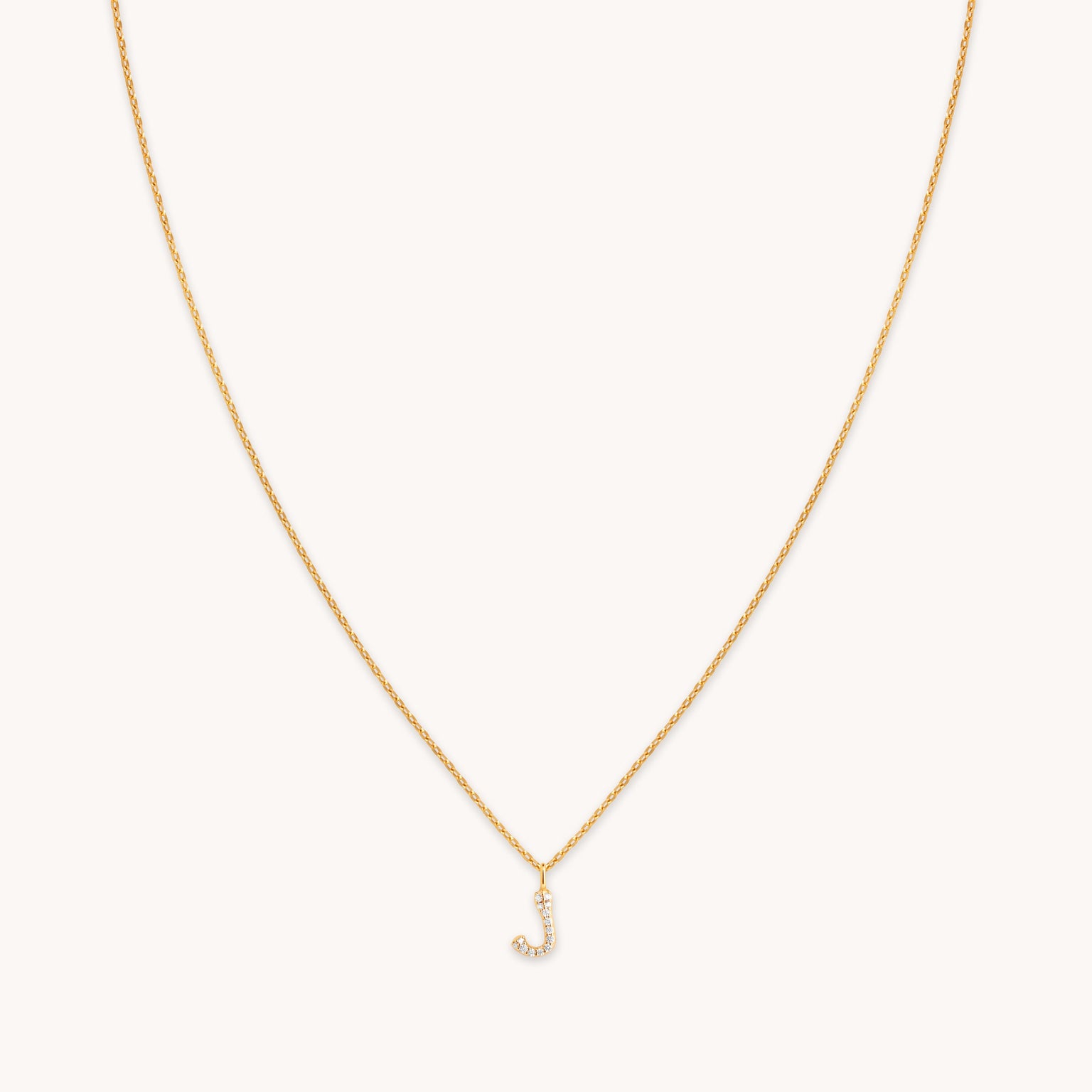 18k Gold Plated Jewellery - J Initial Pavé Pendant Necklace in Gold - Pendant Necklace - Astrid &amp; Miyu