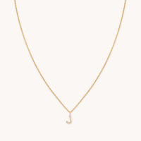 18k Gold Plated Jewellery - J Initial Pavé Pendant Necklace in Gold - Pendant Necklace - Astrid &amp; Miyu