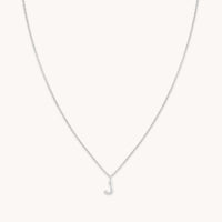 J Initial Pavé Pendant Necklace in Silver