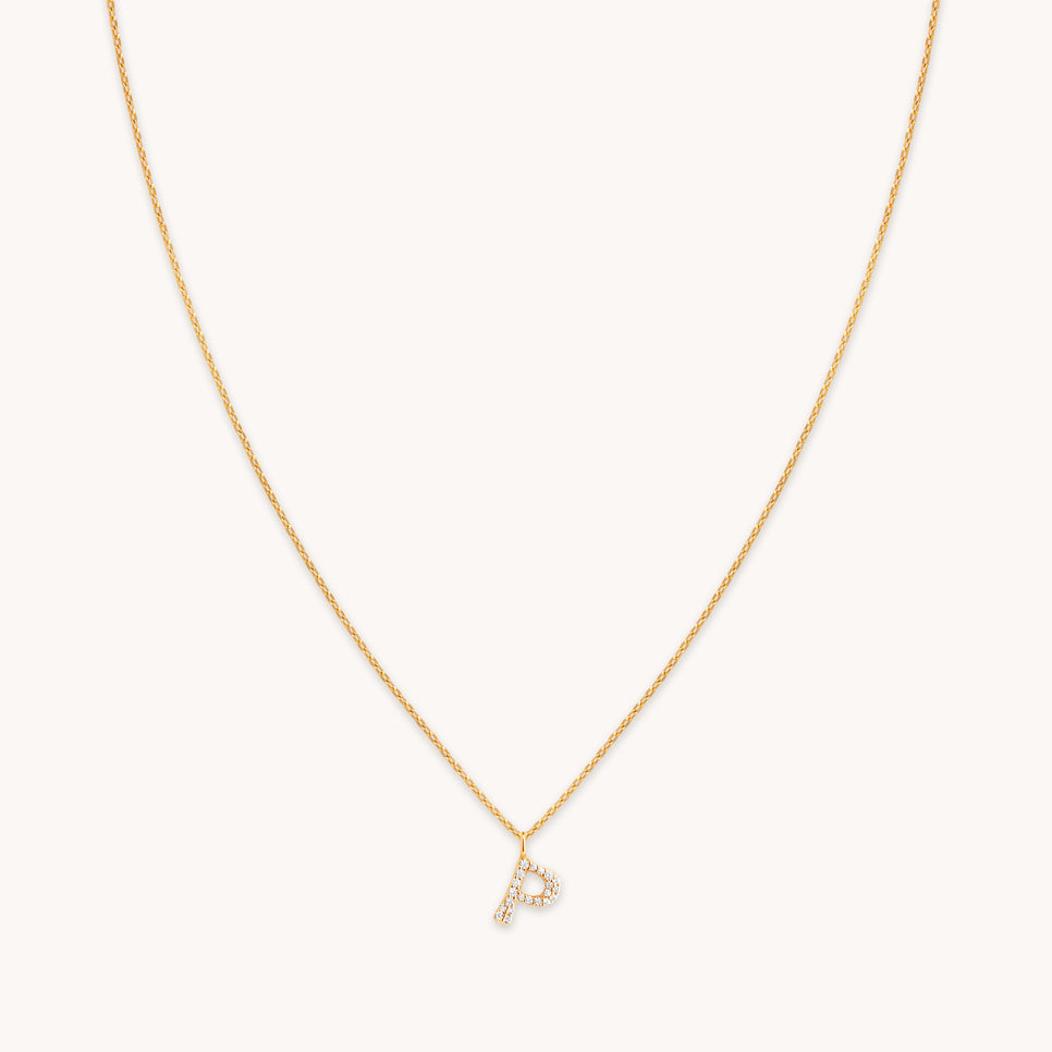 P Initial Bold Pendant Necklace in Gold