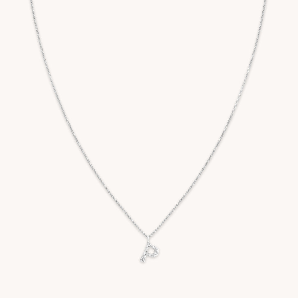 P Initial Bold Pendant Necklace in Silver