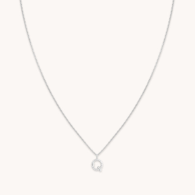Q Initial Pavé Pendant Necklace in Silver