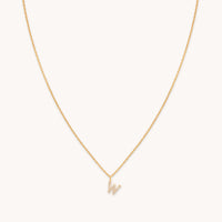 18k Gold Plated Jewellery - W Initial Pavé Pendant Necklace in Gold - Pendant Necklace - Astrid &amp; Miyu