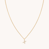 18k Gold Plated Jewellery - X Initial Pavé Pendant Necklace in Gold - Pendant Necklace - Astrid &amp; Miyu
