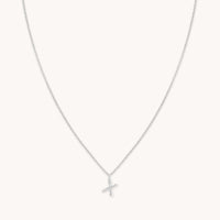 X Initial Pavé Pendant Necklace in Silver