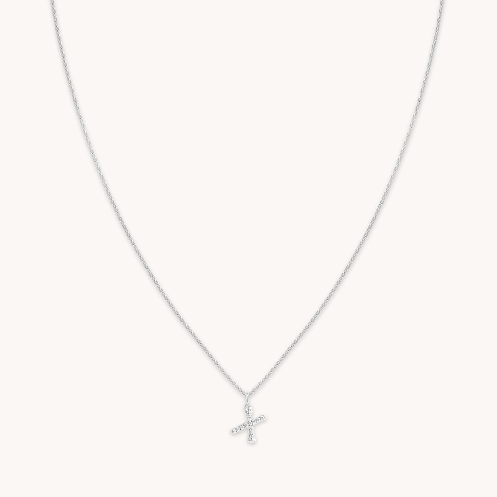 X Initial Bold Pendant Necklace in Silver