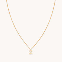 Z Initial Pavé Pendant Necklace in Gold