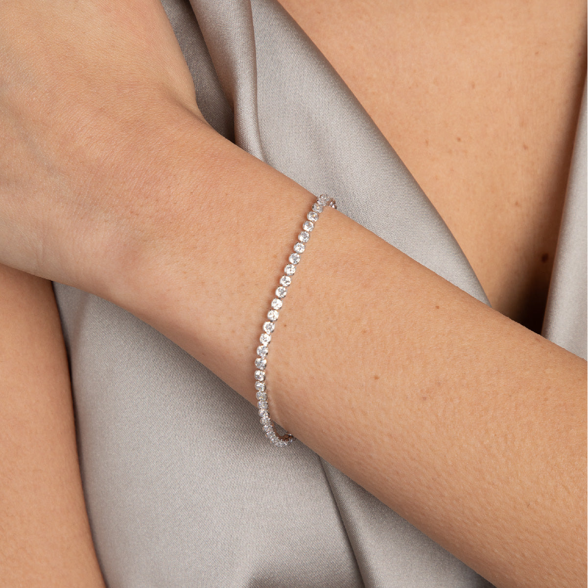 Essential Crystal Charm Bracelet in Silver