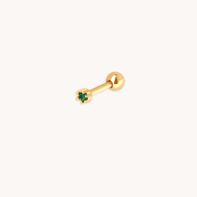 Emerald Tiny Barbell in Gold