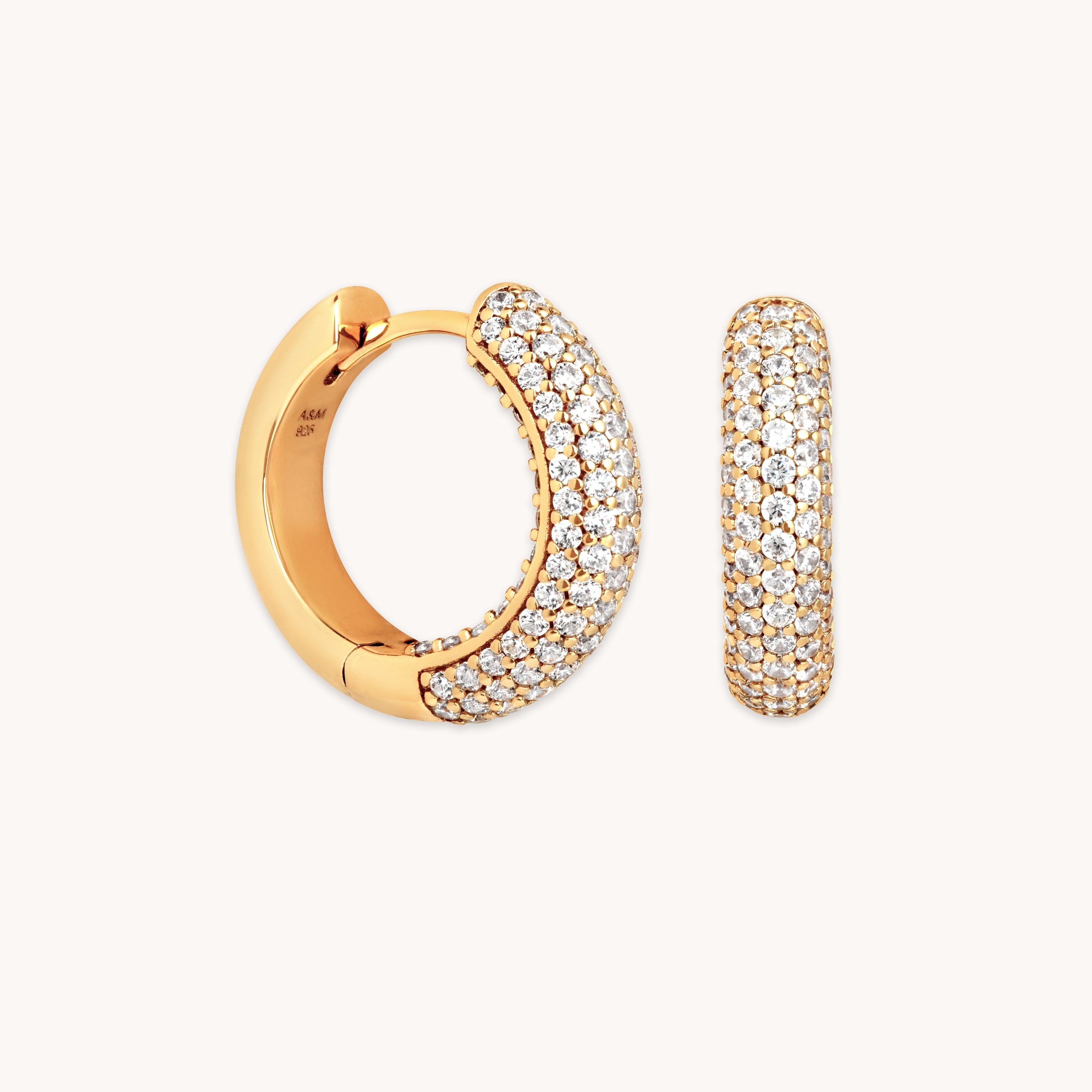 Bold Pavé Hoops in Gold