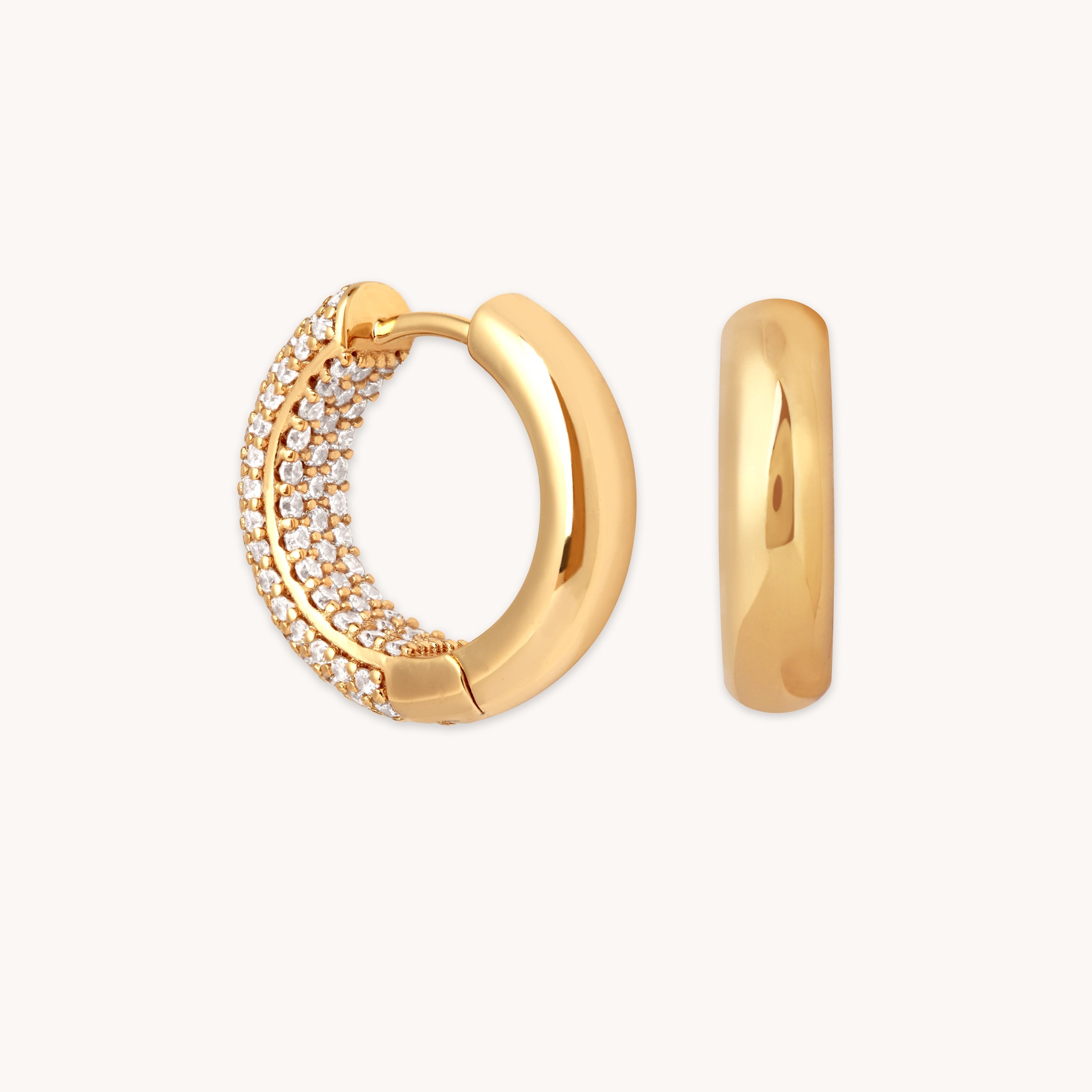 Bold Pavé Hoops in Gold