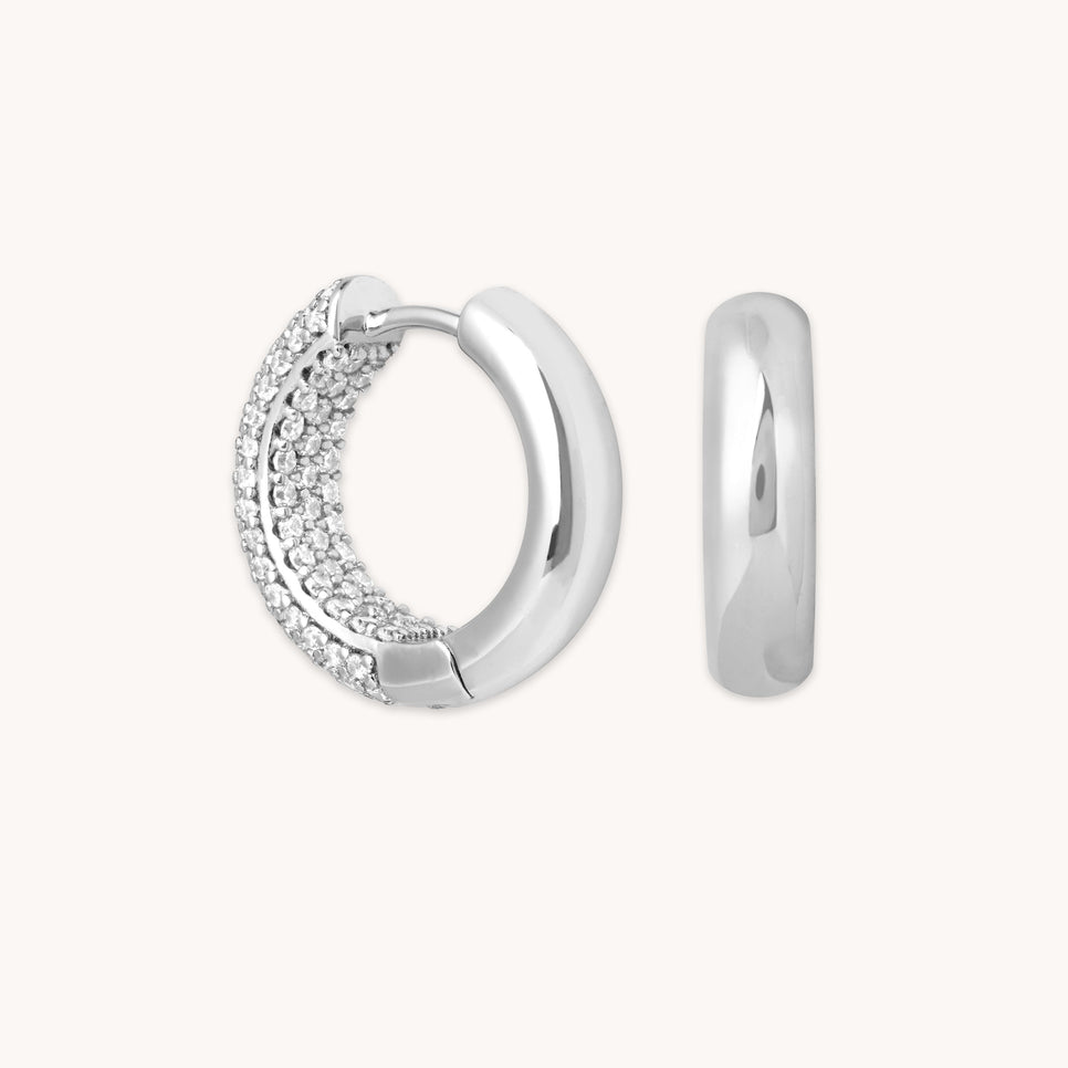 Bold Pavé Hoops in Silver