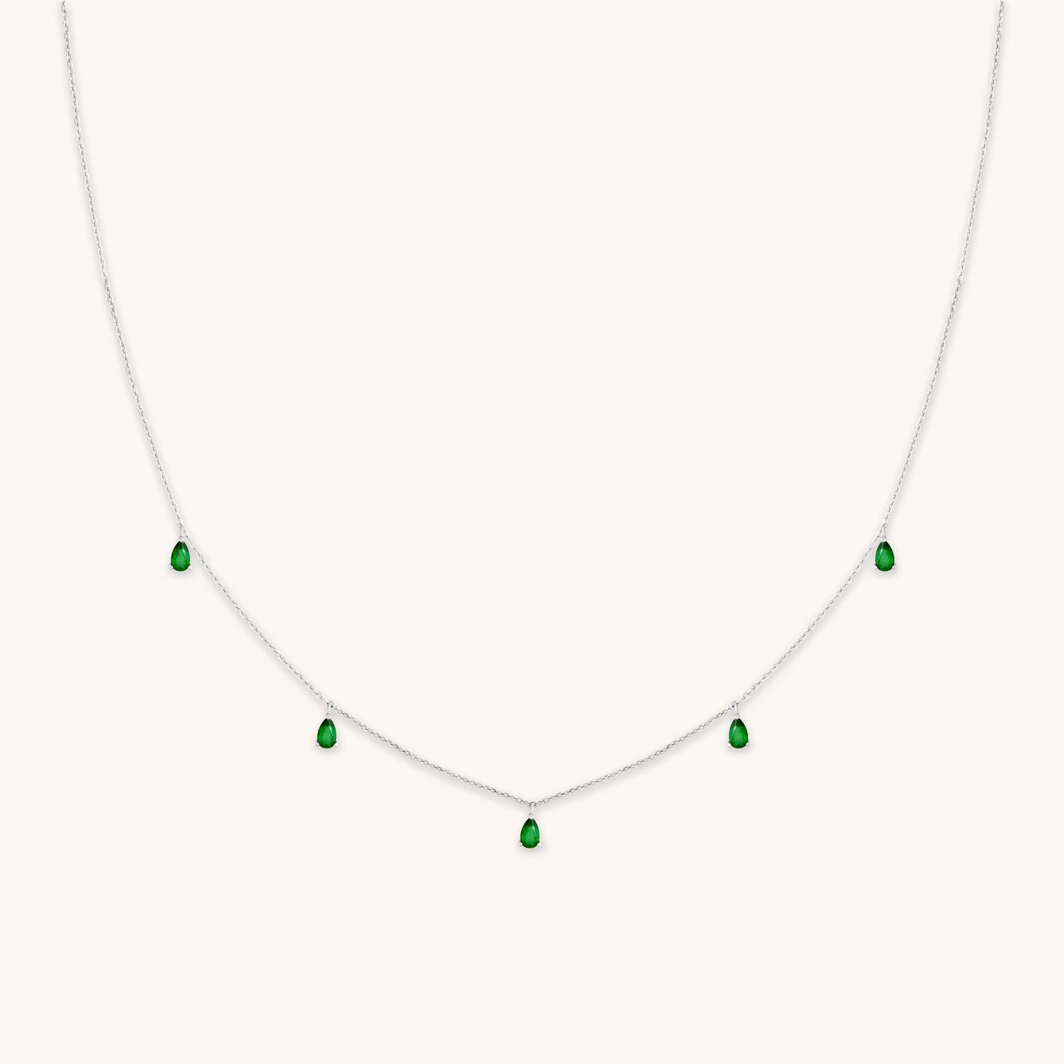 Green Topaz Charm Necklace in Silver