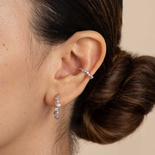 Gleam Crystal Ear Cuff in Silver