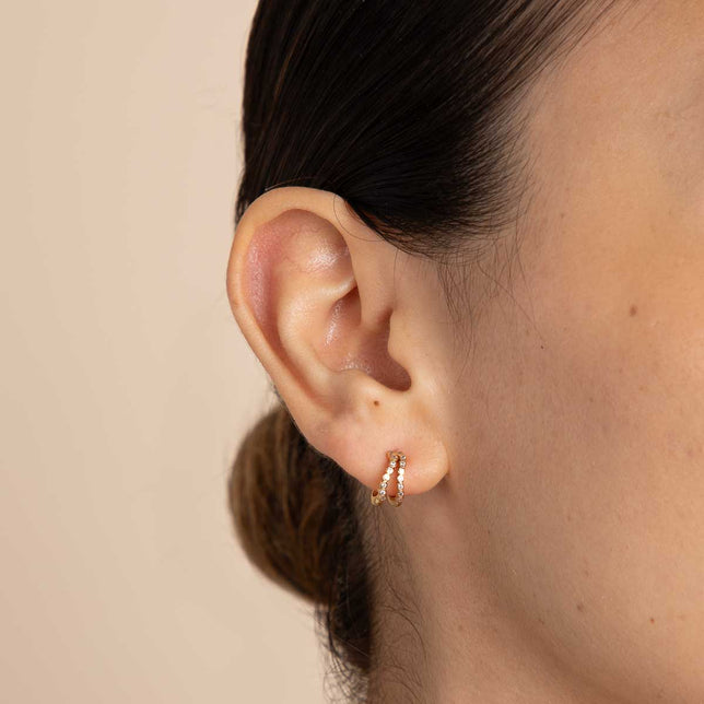 Gleam Illusion Crystal Huggies in Gold