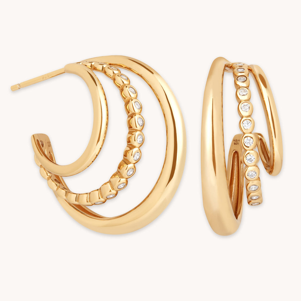 Gleam Illusion Crystal Hoops in Gold