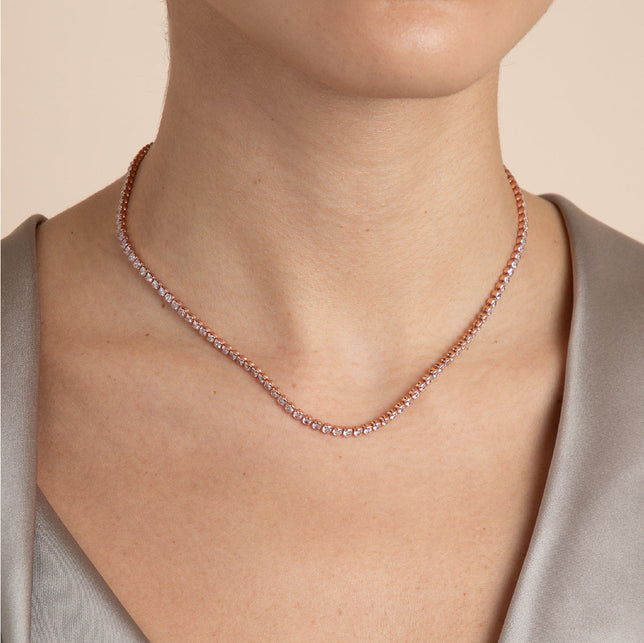 Gleam Tennis Chain Necklace in Rose Gold