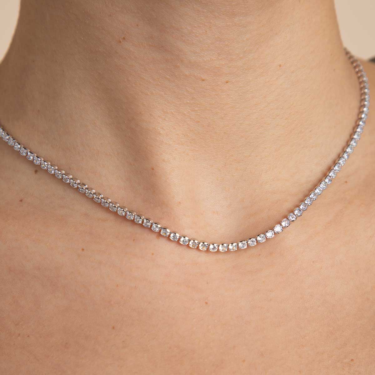 Gleam Tennis Chain Necklace in Silver