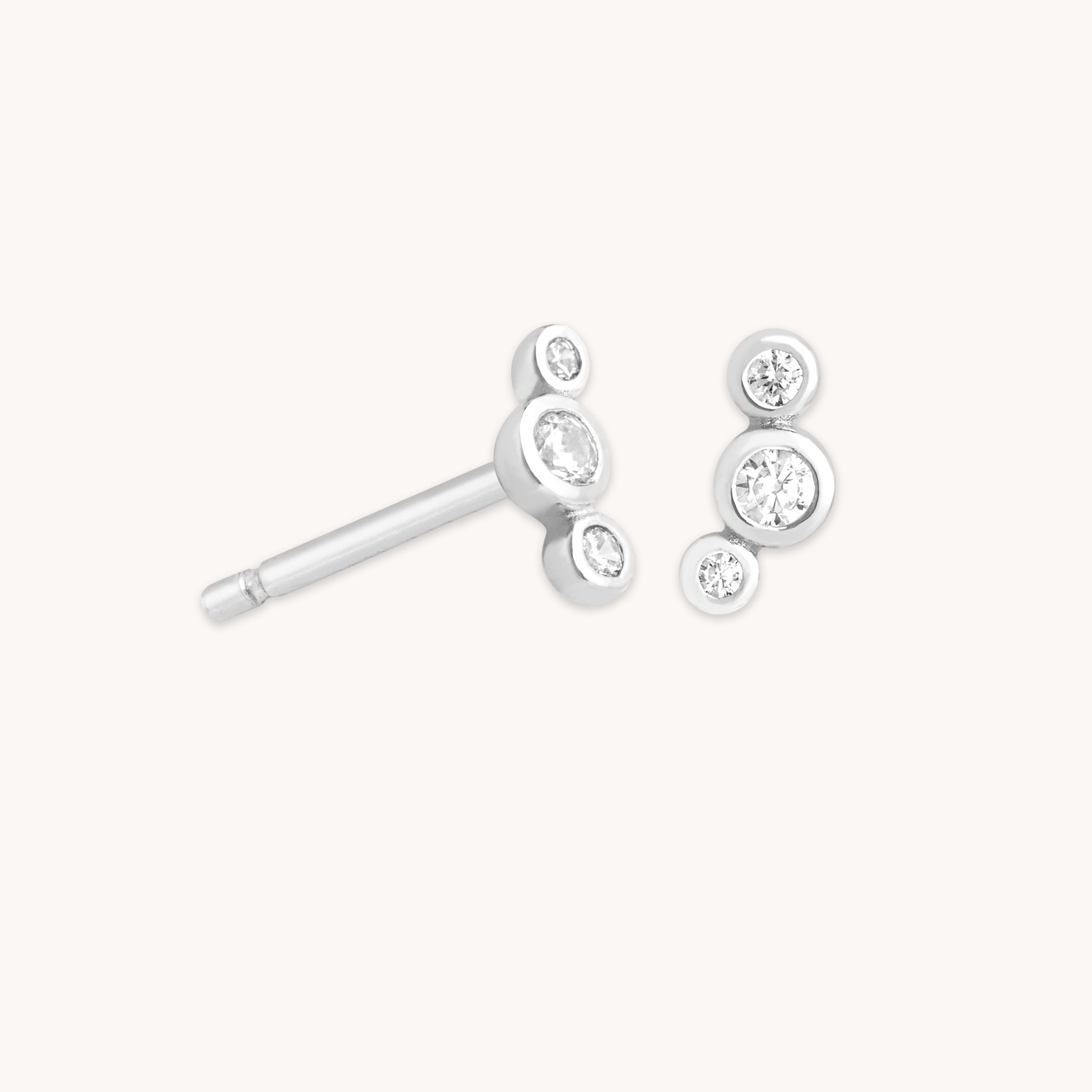 Gleam Crystal Stud Earrings in Silver