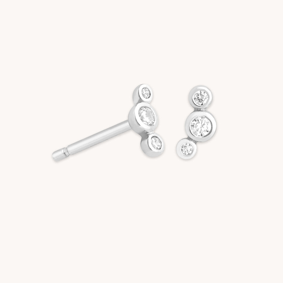 Gleam Crystal Stud Earrings in Silver