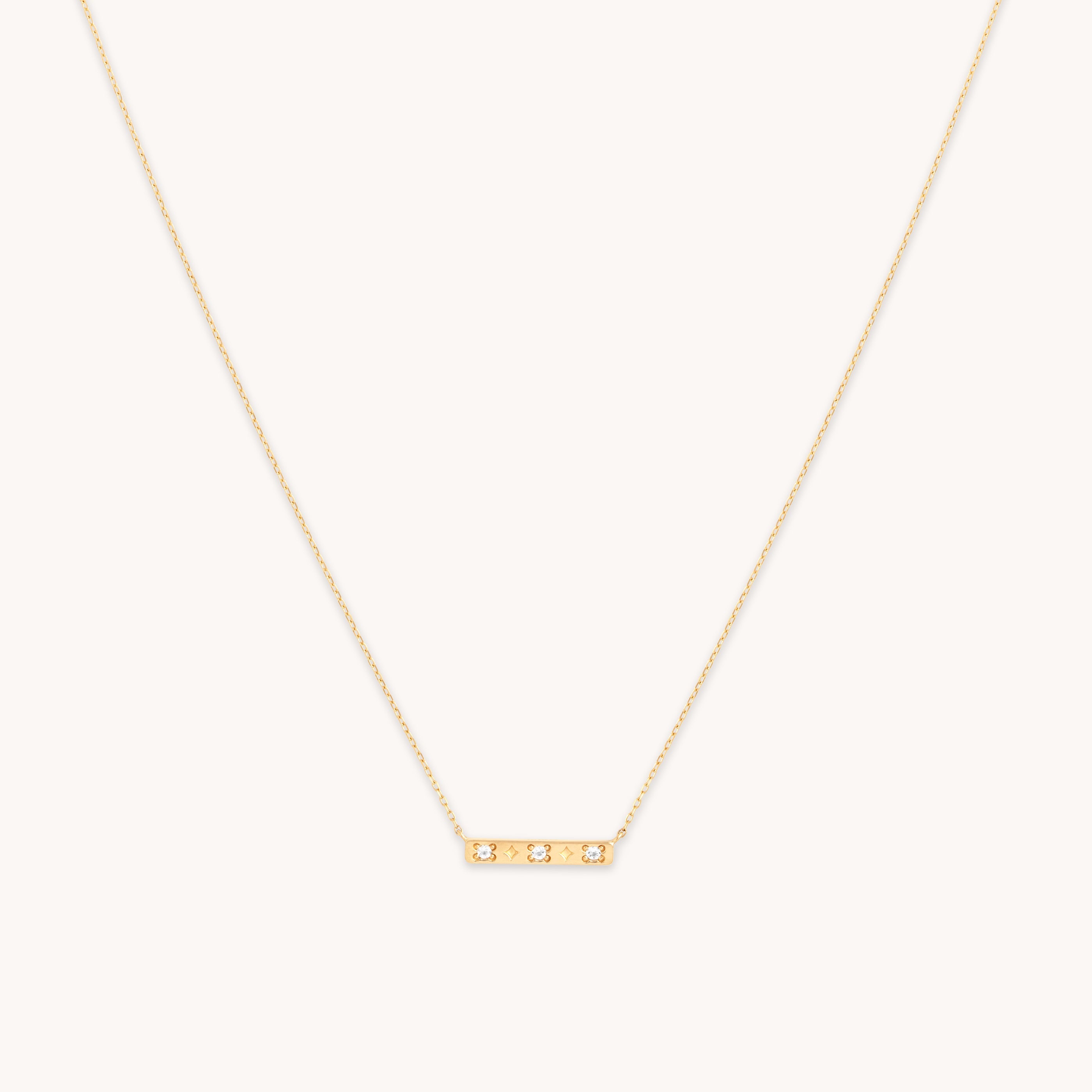 Cosmic Star Topaz Bar Necklace in Solid Gold