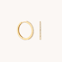 White Topaz Pavé Hoops in Solid Gold