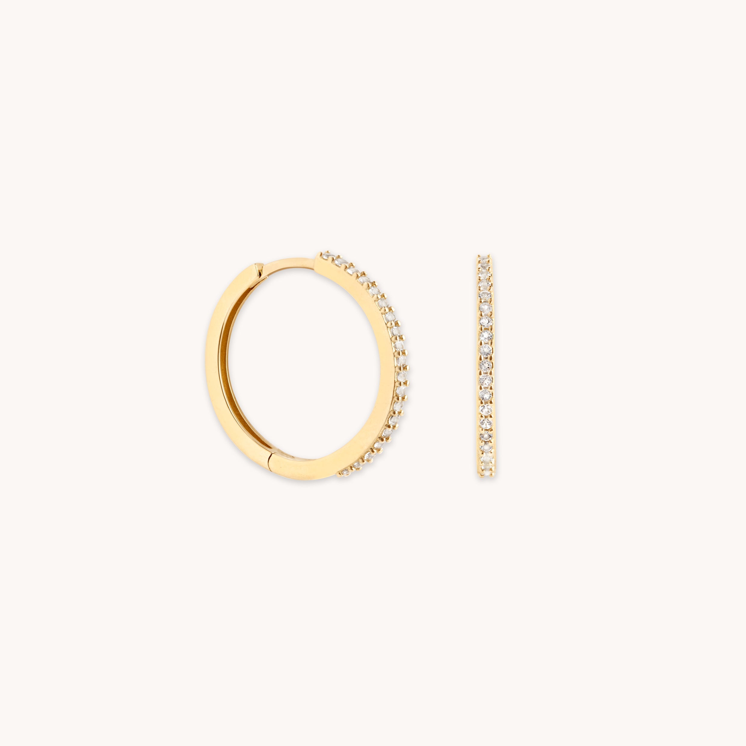 White Topaz Pavé Hoops in Solid Gold