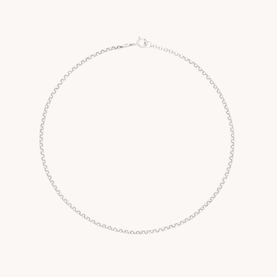 Chelsea Story Story Chain Anklet in Solid White Gold