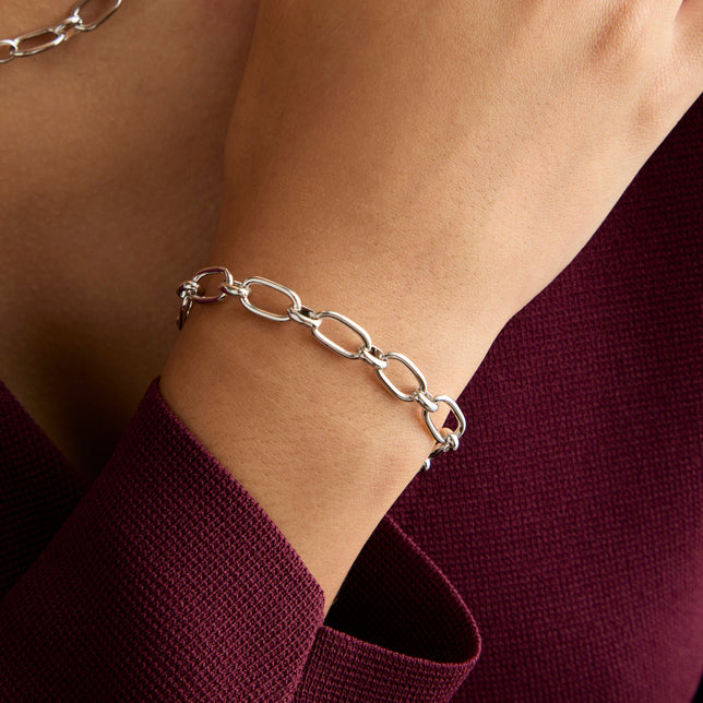 Open Link Chain Bracelet in Silver