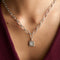 Moon Crystal Clip Charm in Silver