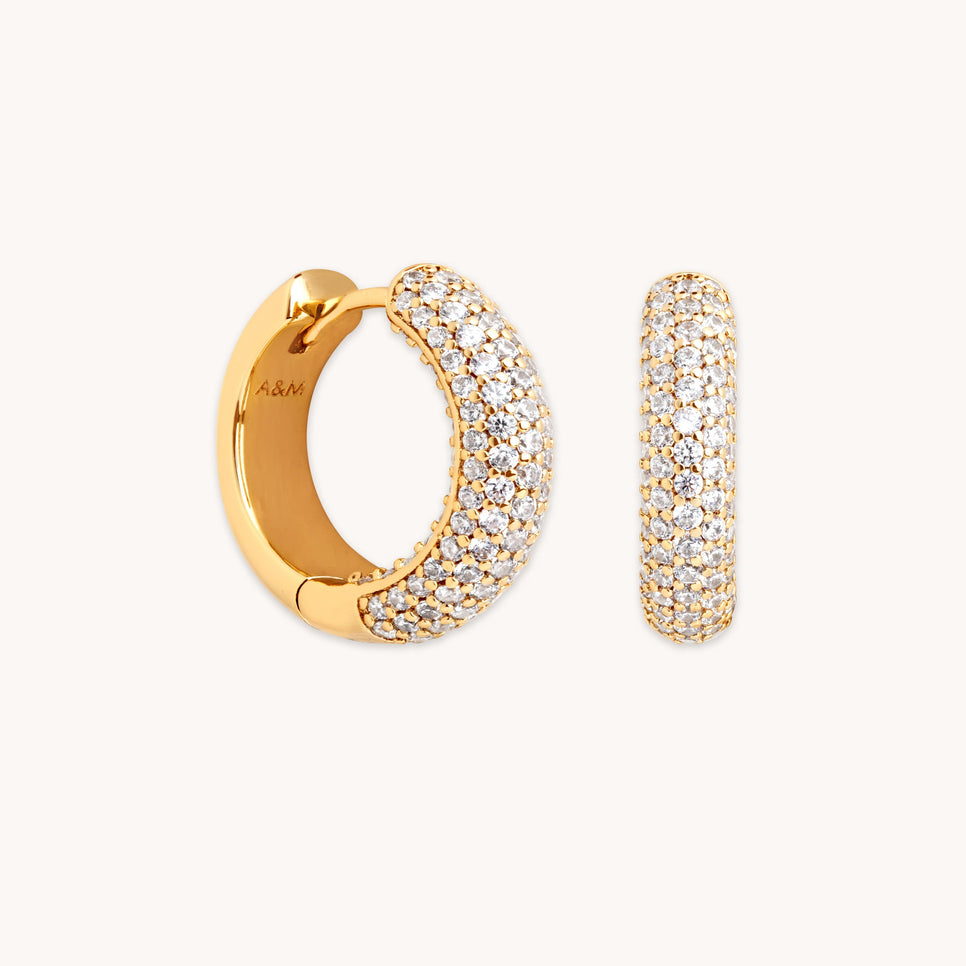 Bold Pavé Hoops in Gold