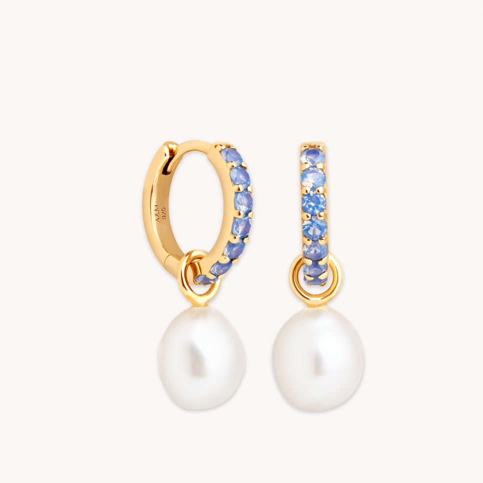 Opal Pearl Charm Huggies