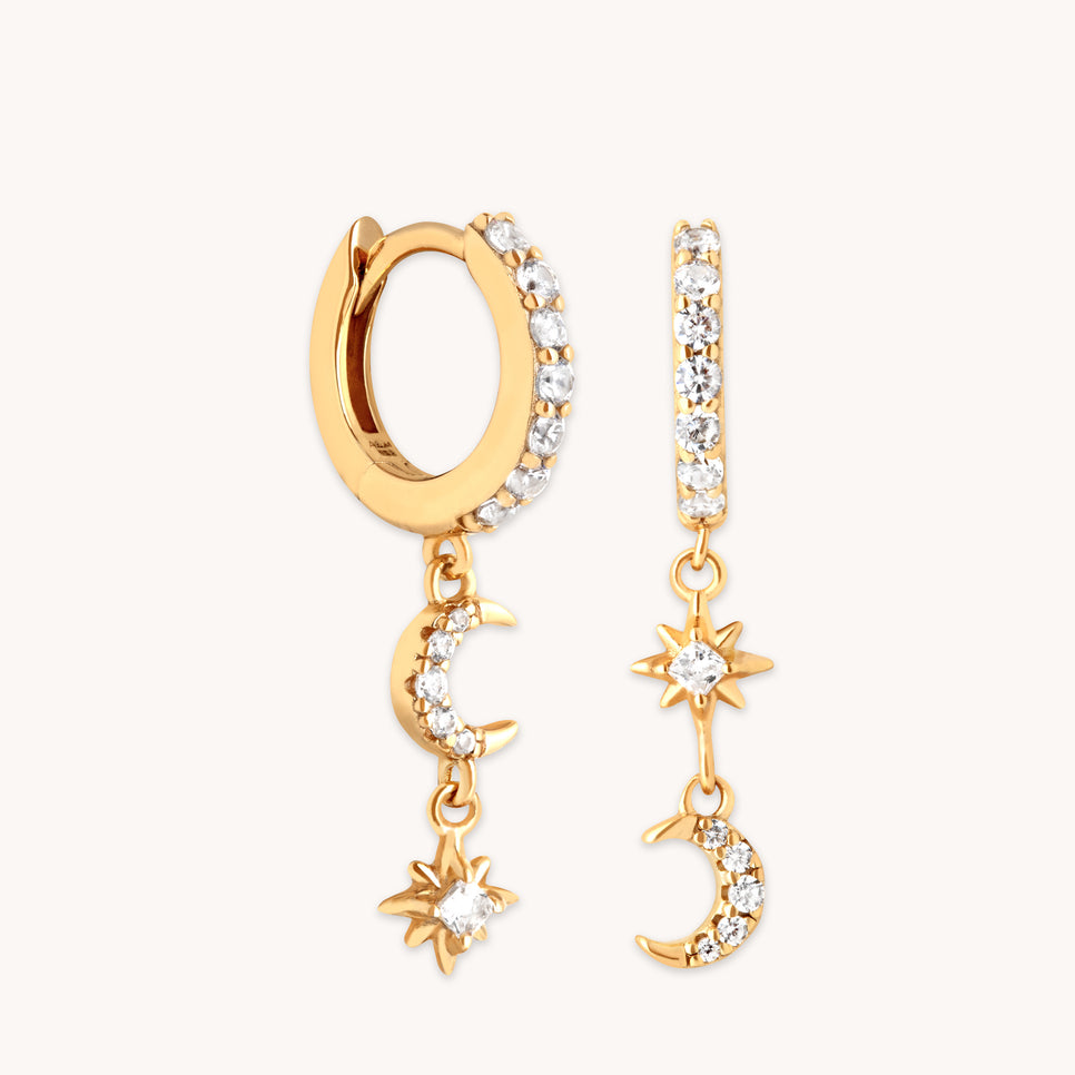 Star & Moon Charm Huggies