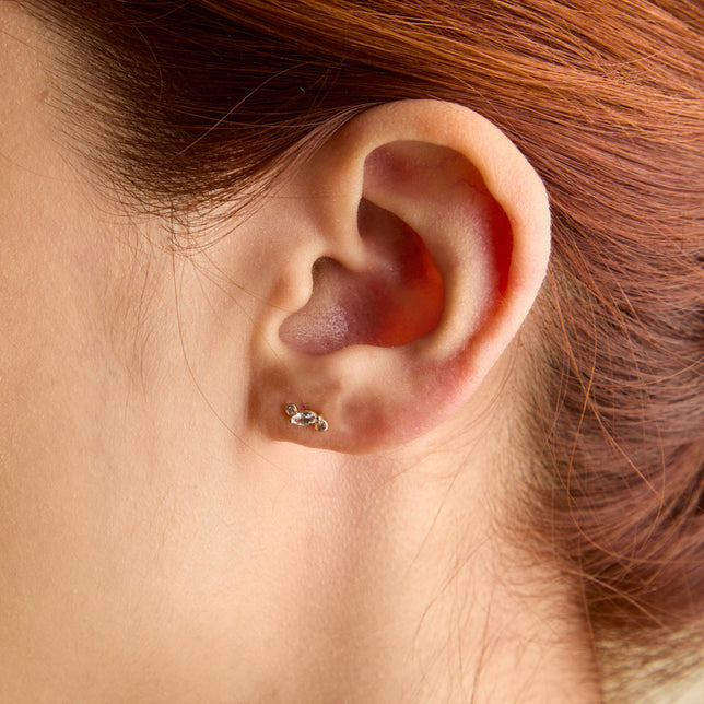 White Topaz Cluster Studs in 9k Gold