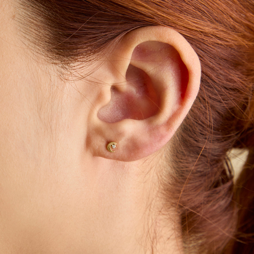 Celestial Moon Stud Earrings in Gold