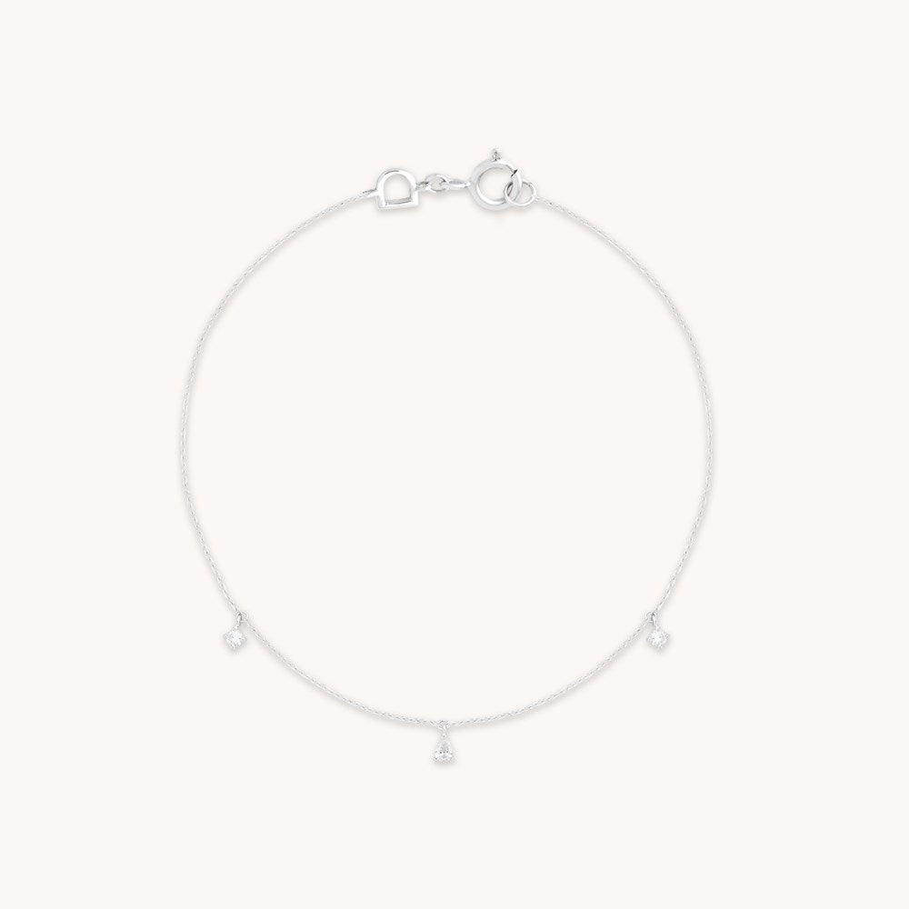 Diamond Charm Bracelet in Solid White Gold