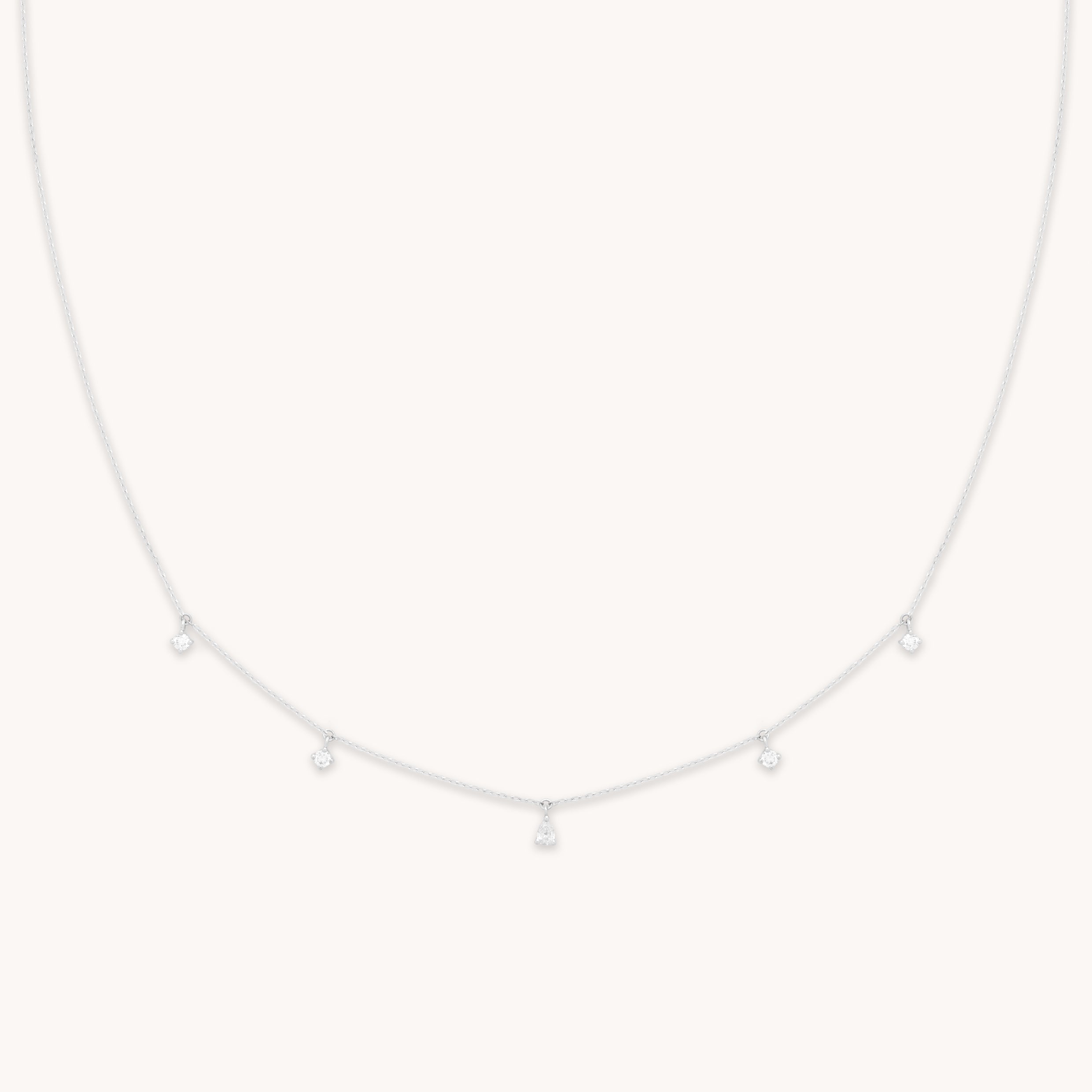 Diamond Charm Necklace in Solid White Gold