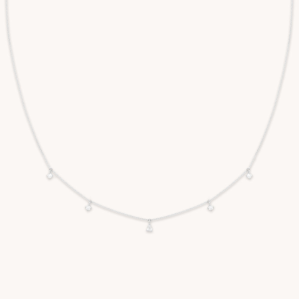 Diamond Charm Necklace in Solid White Gold