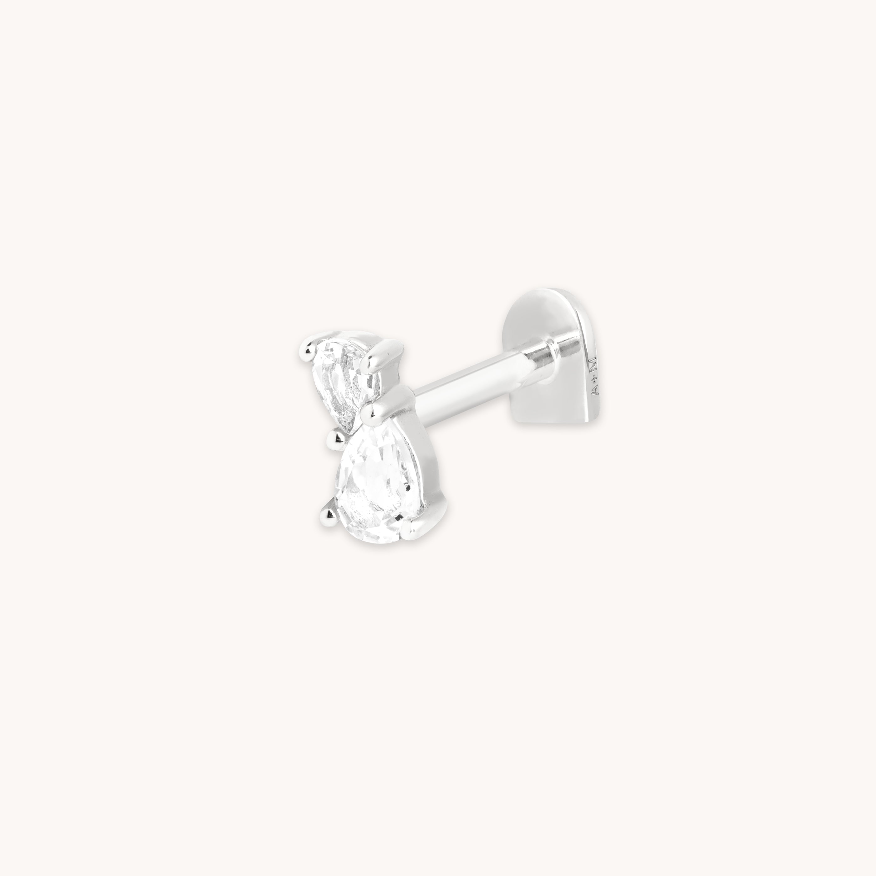 Topaz Pear Cluster Piercing Stud in Solid White Gold