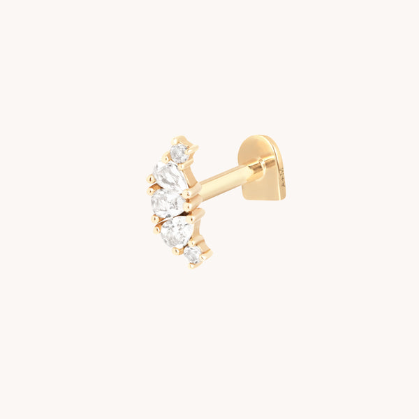 Topaz Triple Pear Cluster Piercing Stud in Solid Gold