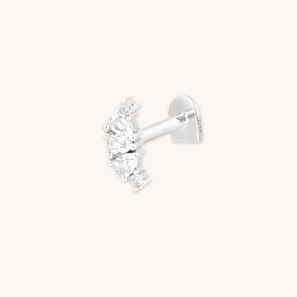 Topaz Triple Pear Cluster Piercing Stud in Solid White Gold