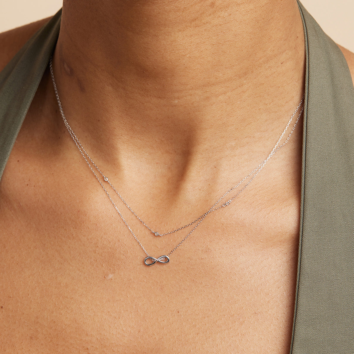 Infinite Pendant Necklace in Solid White Gold