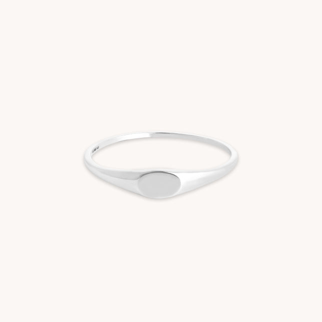 Signet Ring in Solid White Gold