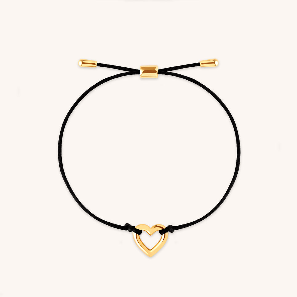 Heart Charm Cord Bracelet in Gold