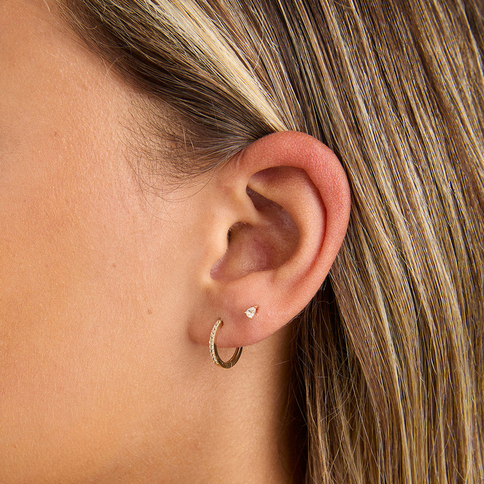 April White Topaz - Topaz Pear Piercing Stud in Solid Gold - Piercing Stud - Astrid &amp; Miyu