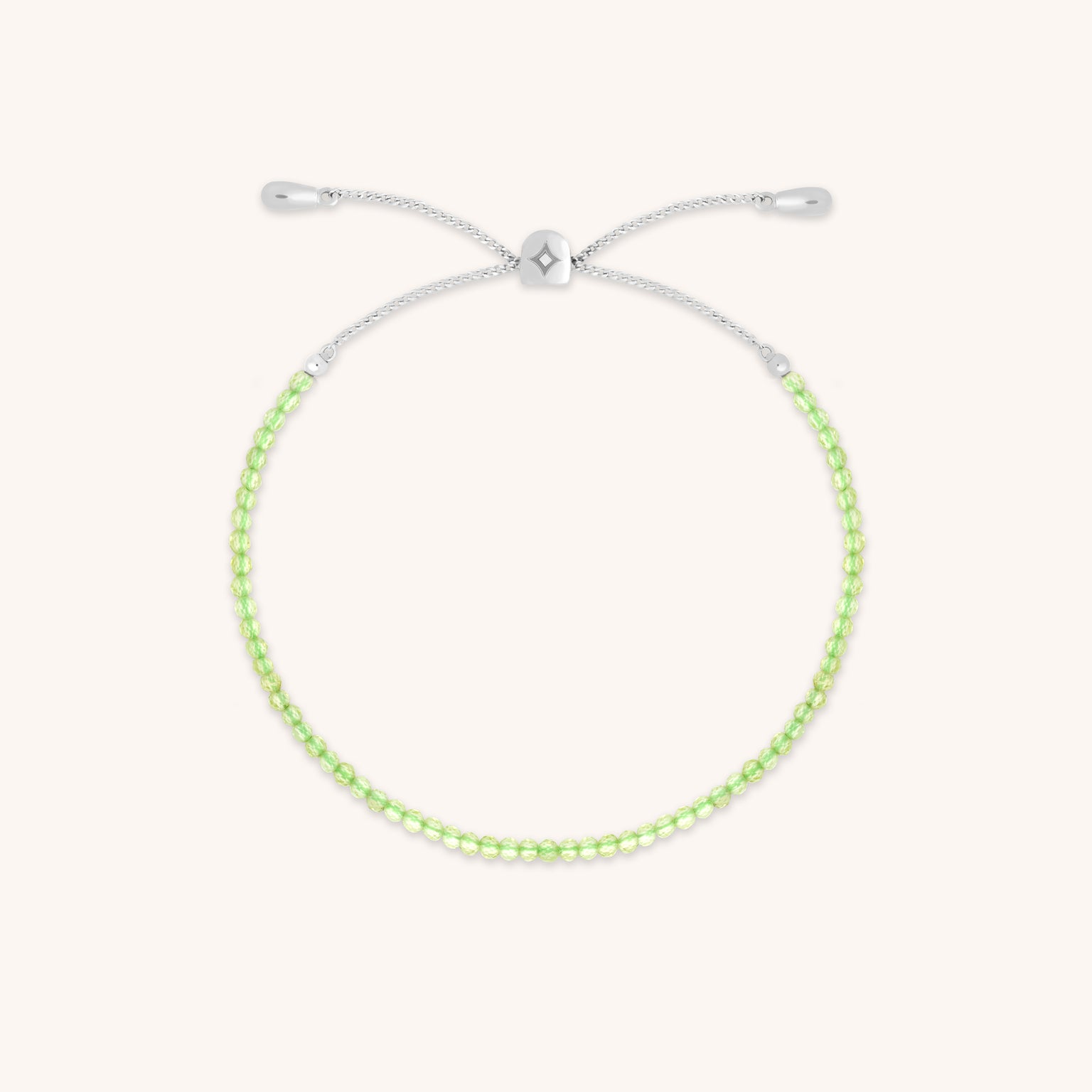 Peridot August Beaded Bracelet in Solid White Gold