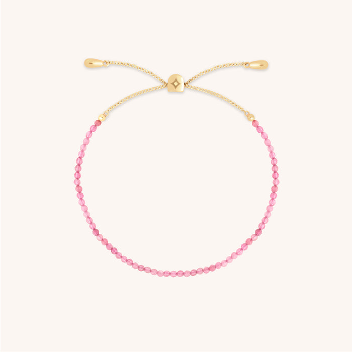 Tourmaline October Beaded Bracelet in Solid Gold