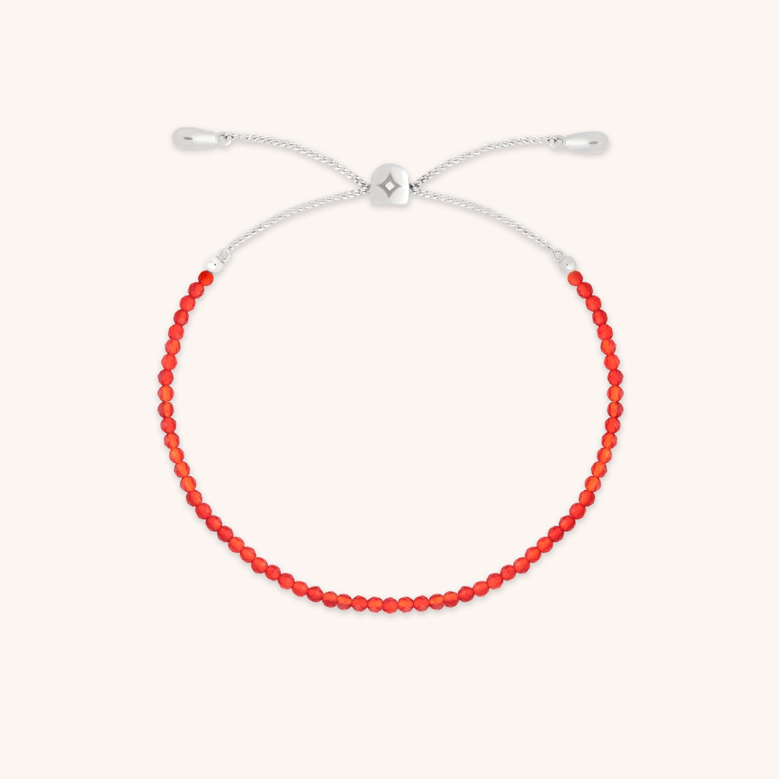 Red Agate Gemstone Bracelet in 9k White Gold